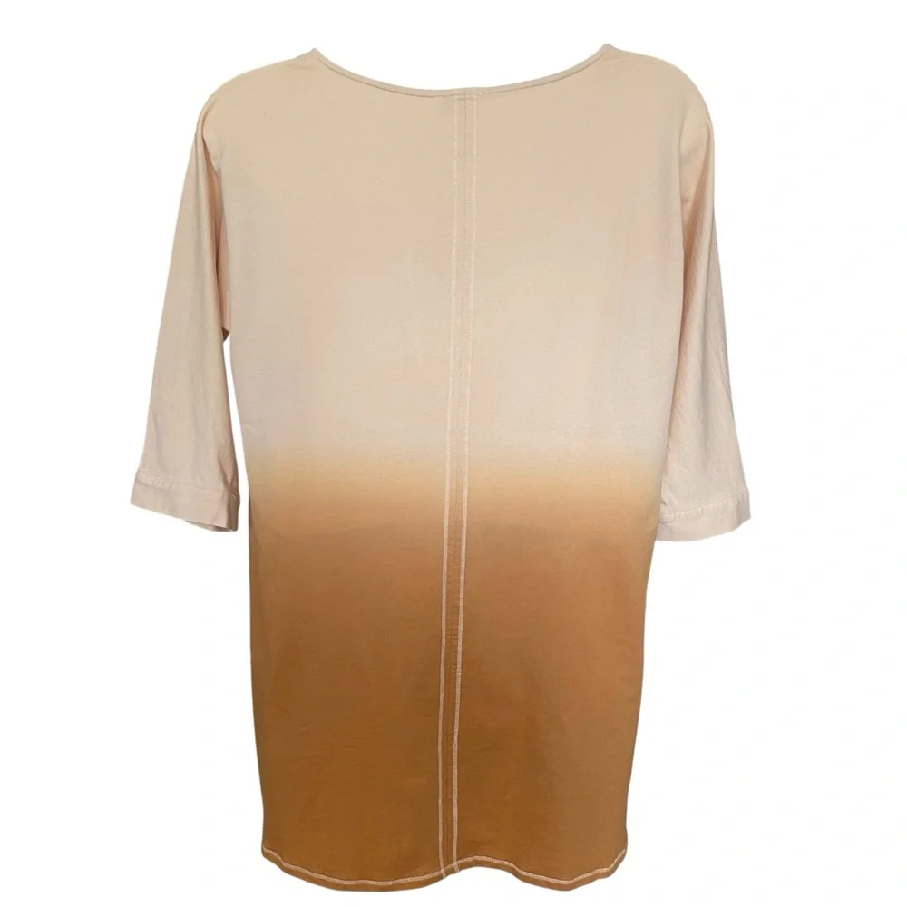 Umgee Dip Dye Ombré Mini Shirt Dress Taupe Bronze Pockets Womens Size Large NWT